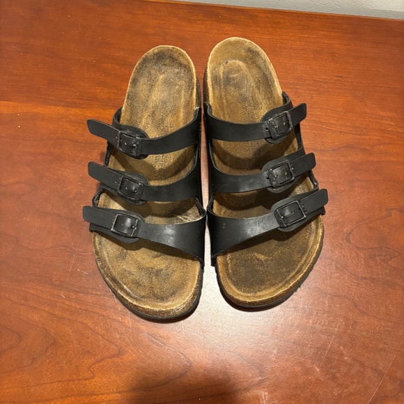 Birkenstock Florida Leather Slide Sandals in Black Size 40 Ladies 9-9.5 - Picture 2 of 10